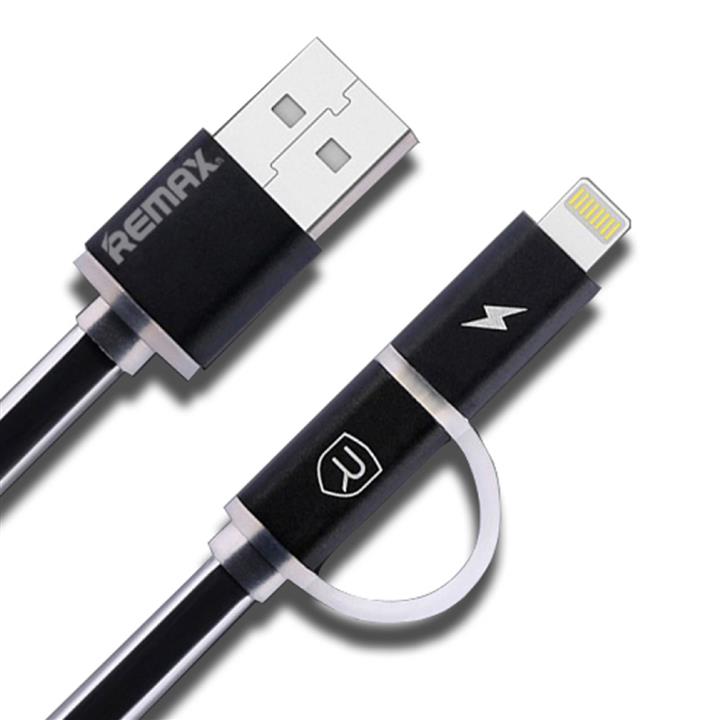 کابل تبدیل USB به microUSB و لایتنینگ ریمکس مدل Aurora به طول 100 سانتی متر Remax DSPT D14 2 In 1 Micro USB to USB Cable For Android And iPhone